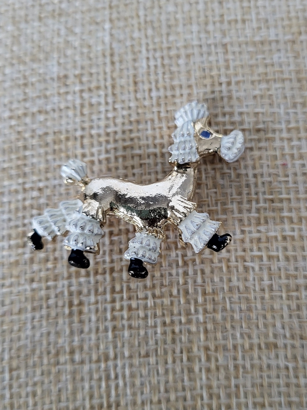 Vtg 50,s Gold and White Poodle Dog Brooch Pin - Fashion Pet Accessory